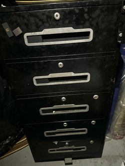 Black Metal Toolbox Rolling Cabinet Heavy Duty Vintage 