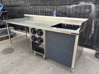 Drink Station Stainless Steel 96” with cup holders NEW