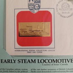 Early Steam Locomotive Of Canada Golden Stamp 
