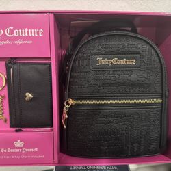 Juicy couture mini backpack chain wallet gift set Christmas Key charm box