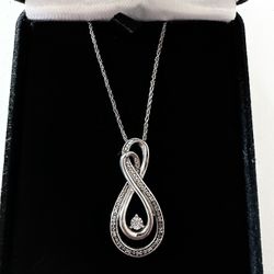 Infinity Sterling Silver and Diamonds Necklace for Valentine’s Day!