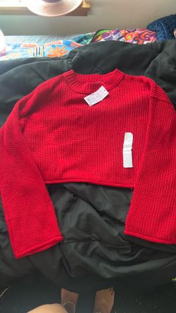 red  cropped sweater