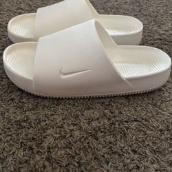 White Nike Calm Slides Size 12