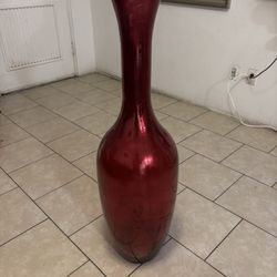 Red Glass Floor Vase 
