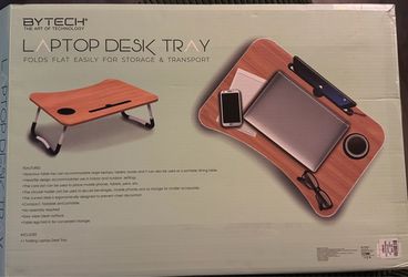 Bytech Foldable Laptop Desk Tray with Cup Holder