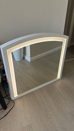 Large LED Lighted Vanity Mirror White Frame with usb plug