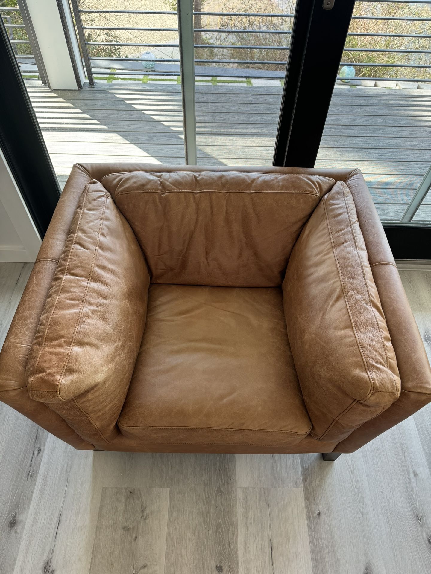 Large, leather armchair