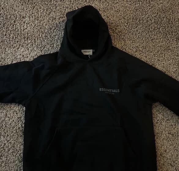 all black medium essentials hoodie 100% authentic serious buyers only