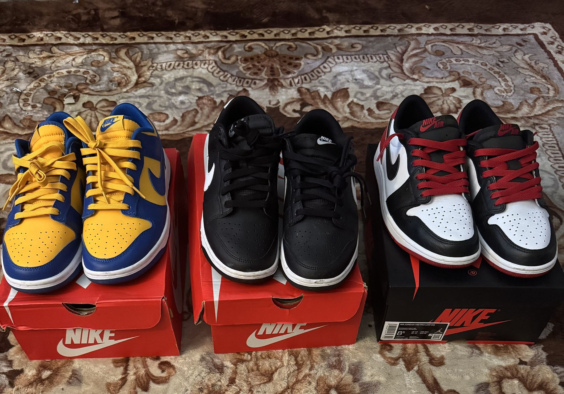 Nike Dunk UCLA, Nike Dunk Panda 2.0, Jordan 1 Low Black Toe