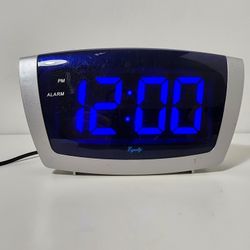Equity 75904 Silver/Blue Large LED Alarm Clock with USB
