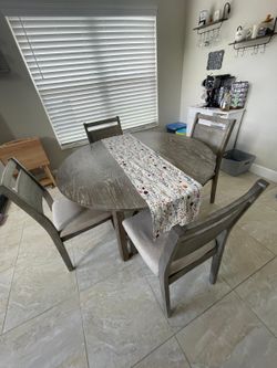 Like New Small Round Wood Dining Table Set with 4 Chairs - $600 or Best Offer