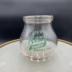 Vintage Bell Dairy Norwalk Ohio Cottage Cheese At It’s Best Glass Jar VG 