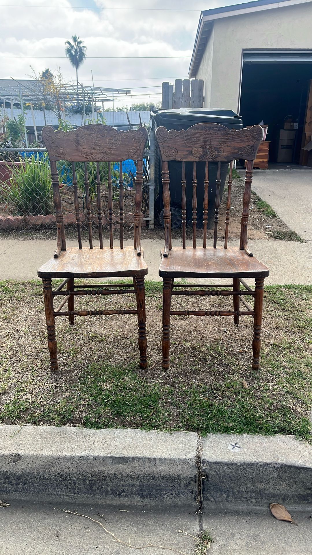 Two Antique Oak Chairs