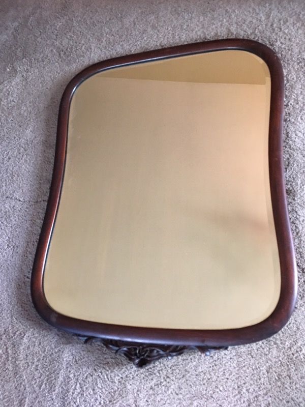 Large mahogany hand-carved antique mirror