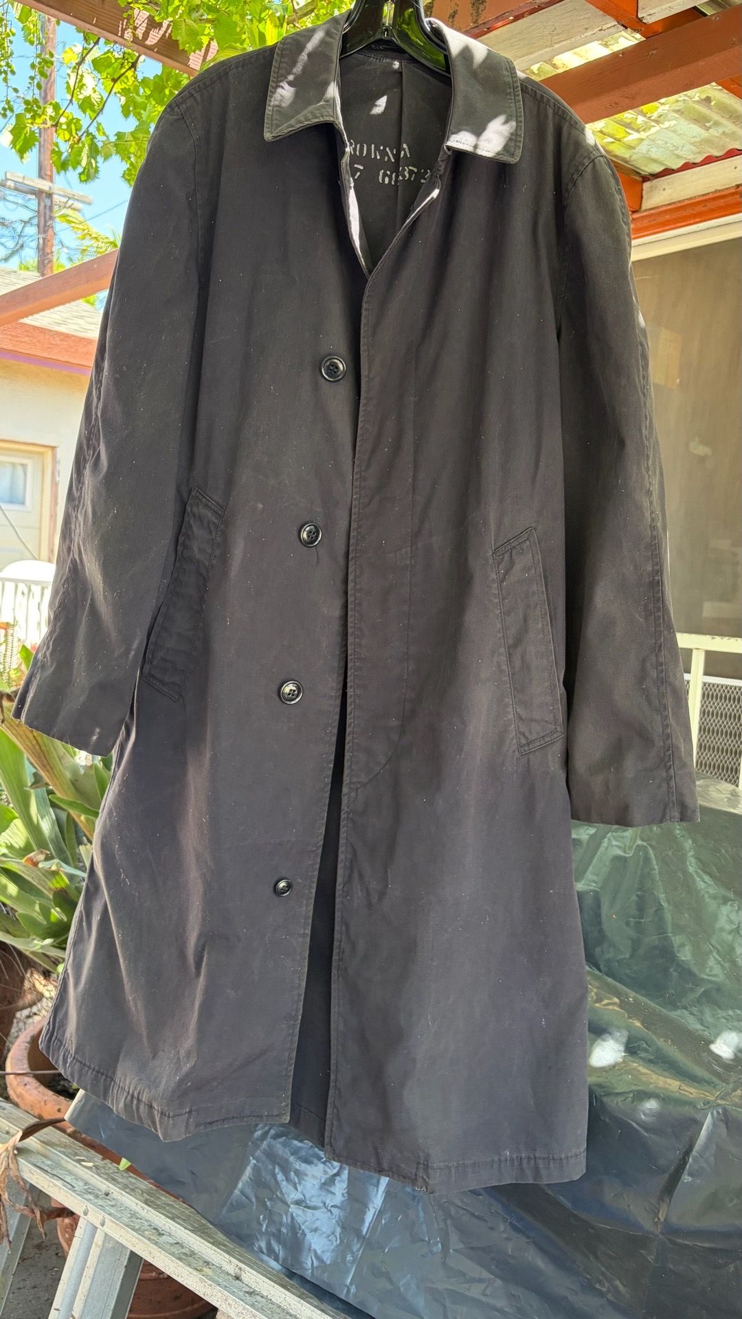 Vintage Post Vietnam Raincoat Mens Small Regular Black Military Enlisted 1976