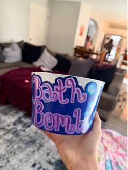 Bath bomb custom hand painted glass bowl