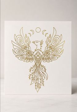 Detailed Gold Phoenix Vinyl Decal – Approx. 5x5