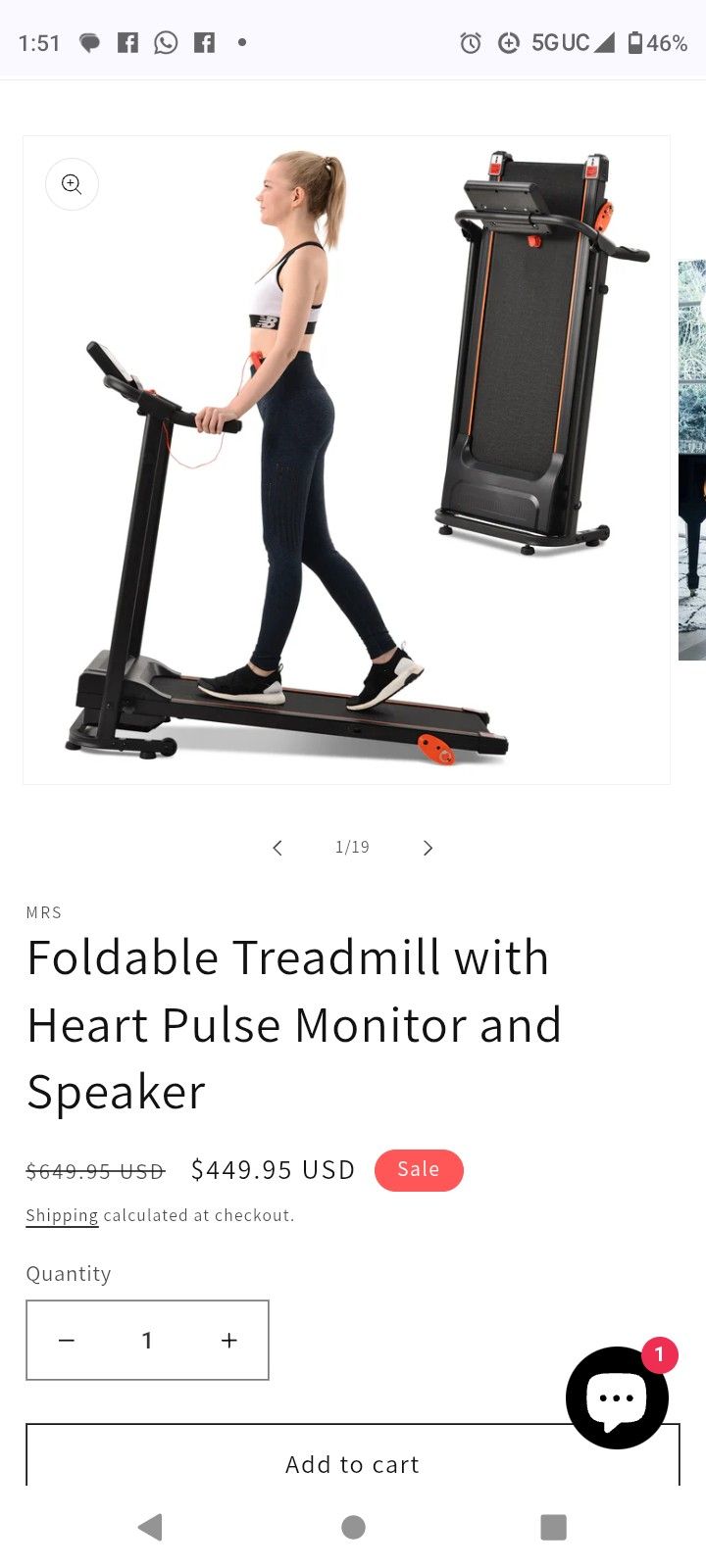 Compact Treadmill Machile Light Weight