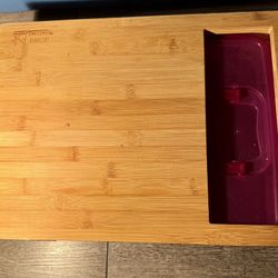 Bamboo Cutting Board With Purple Containers- Chop N Drop