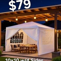 10 ft. x 10 ft. White Party Wedding Tent Canopy With Sidewall