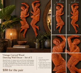 Vintage Dancing Couple Wall Decor – Set of 2 – 25” Tall – $50