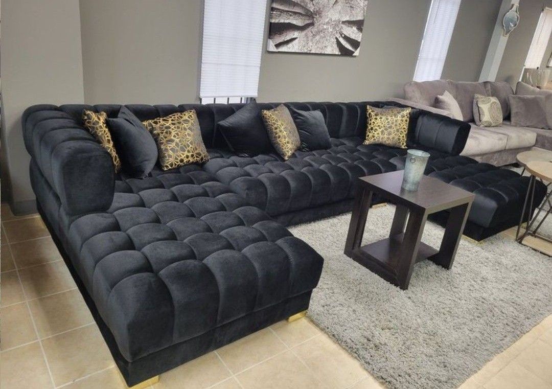 Black Velvet Sectional