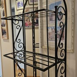 Black iron backer's rack metal scroll kitchen dining storage shelves curio china Display Cabinet Wire Shelf