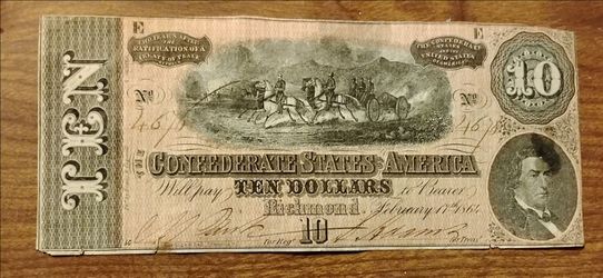 USA America 1864 Confederate bill Banknote currency