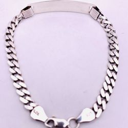 Sterling Silver Curb Link Bracelet W/ ID Stamped 925