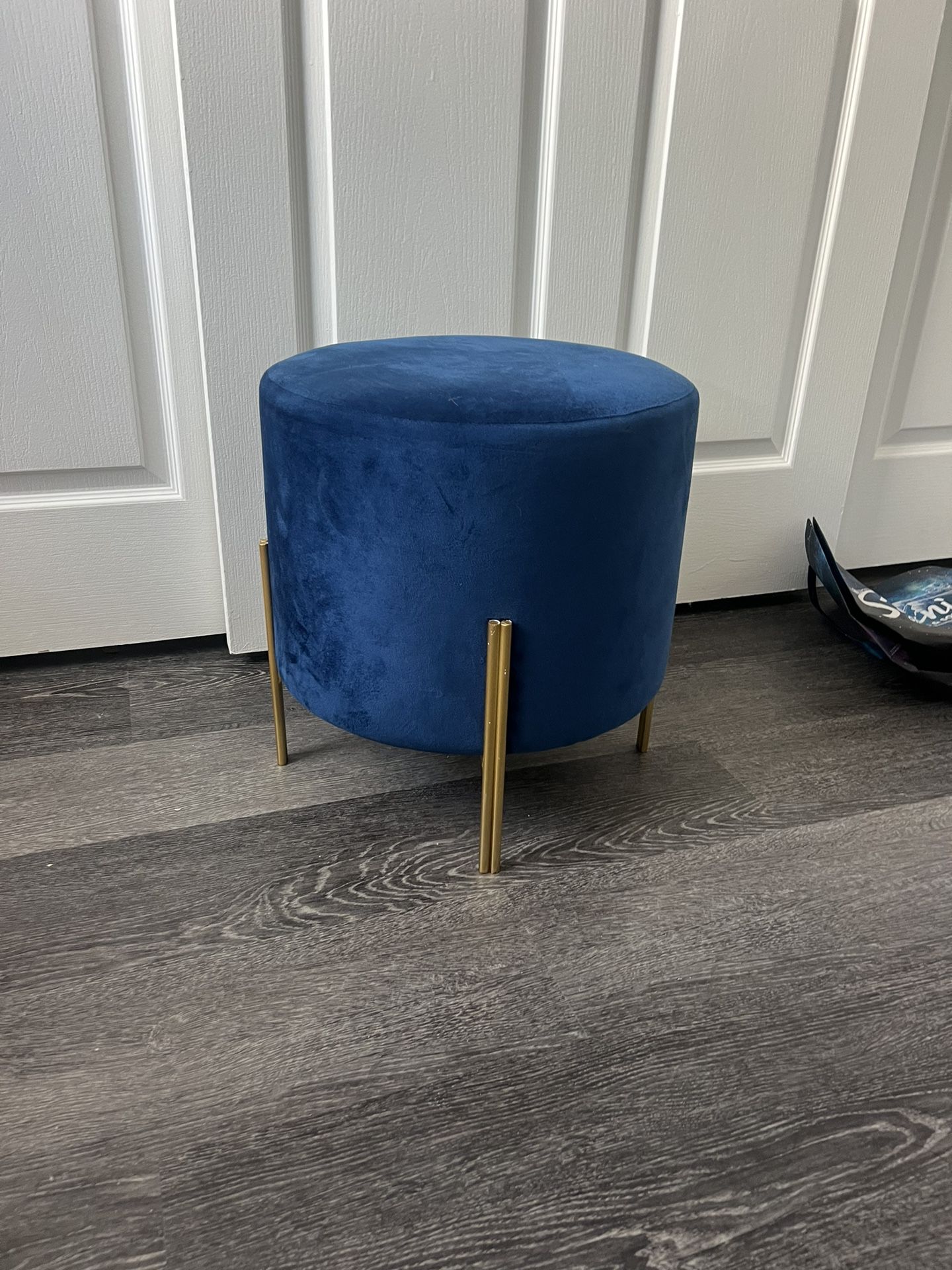 Velvet Blue And Gold Chair / Ottoman /stool
