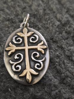 Retired James Avery Drop 14k Cross And Sterling Silver