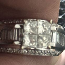 Diamond Engagement Ring  14k White Gold/ Size 4 1/2