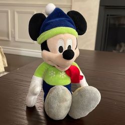 Disneys Mickey Mouse in Winter Ski Outfit with Ref Scarf and Green and Blue Fit 