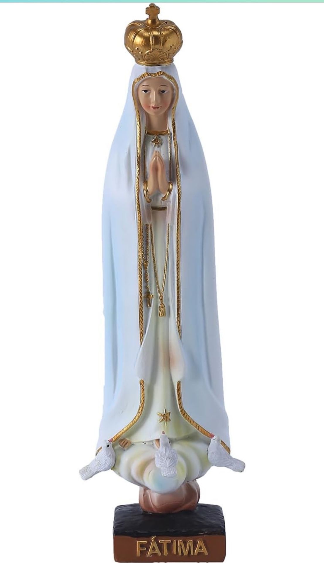 Our Lady of Fatima Religious Classical Renaissance Sculpture Statue, Hand-Painted Catholic Blessed Virgin Mary Figurine for Altar, Holy Mother Madonna