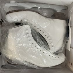Riedell Model 121 Ice Figure Skates Women Size 9.5 White Leather New