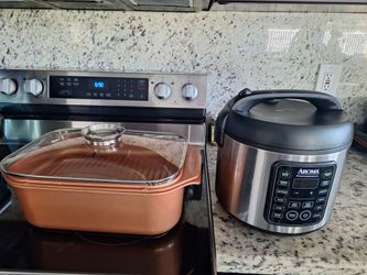 Kitchen Set – Rice Cooker & Copper Chef Roasting Pan. Set de Cocina – Arrocera y Bandeja Copper Chef