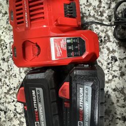 Milwaukee Battery 8.0 And 6.0. And Charger 