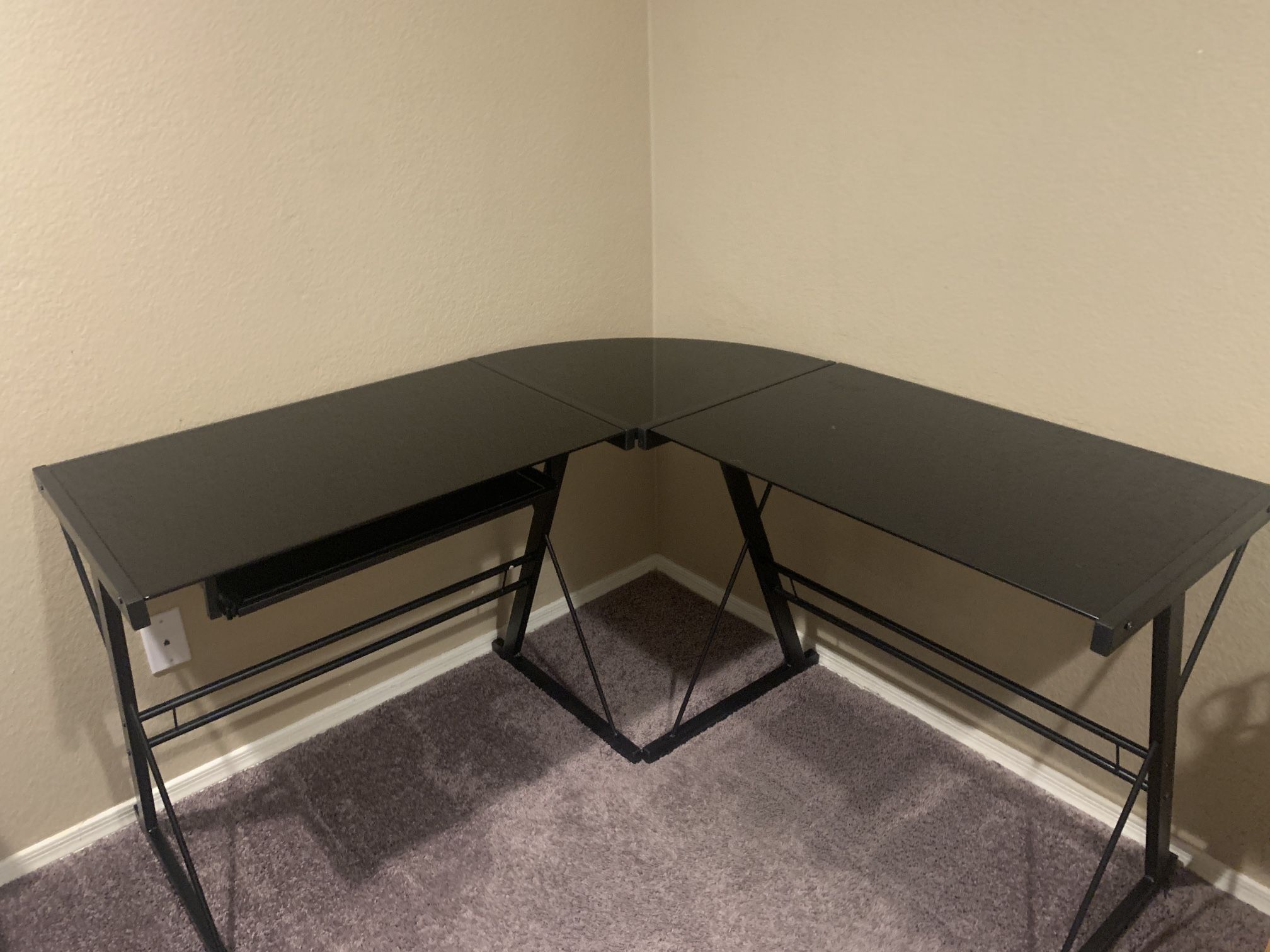 L-Shaped Glass Top Desk