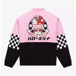 Sanrio Hello Kitty Pink Checkered Racing Jacket (XL) (Extra Large) New With Tags