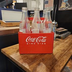 Vintage Coke Coca Cola 6 Pack Bottle Holder With 5 Nehi Bottles
