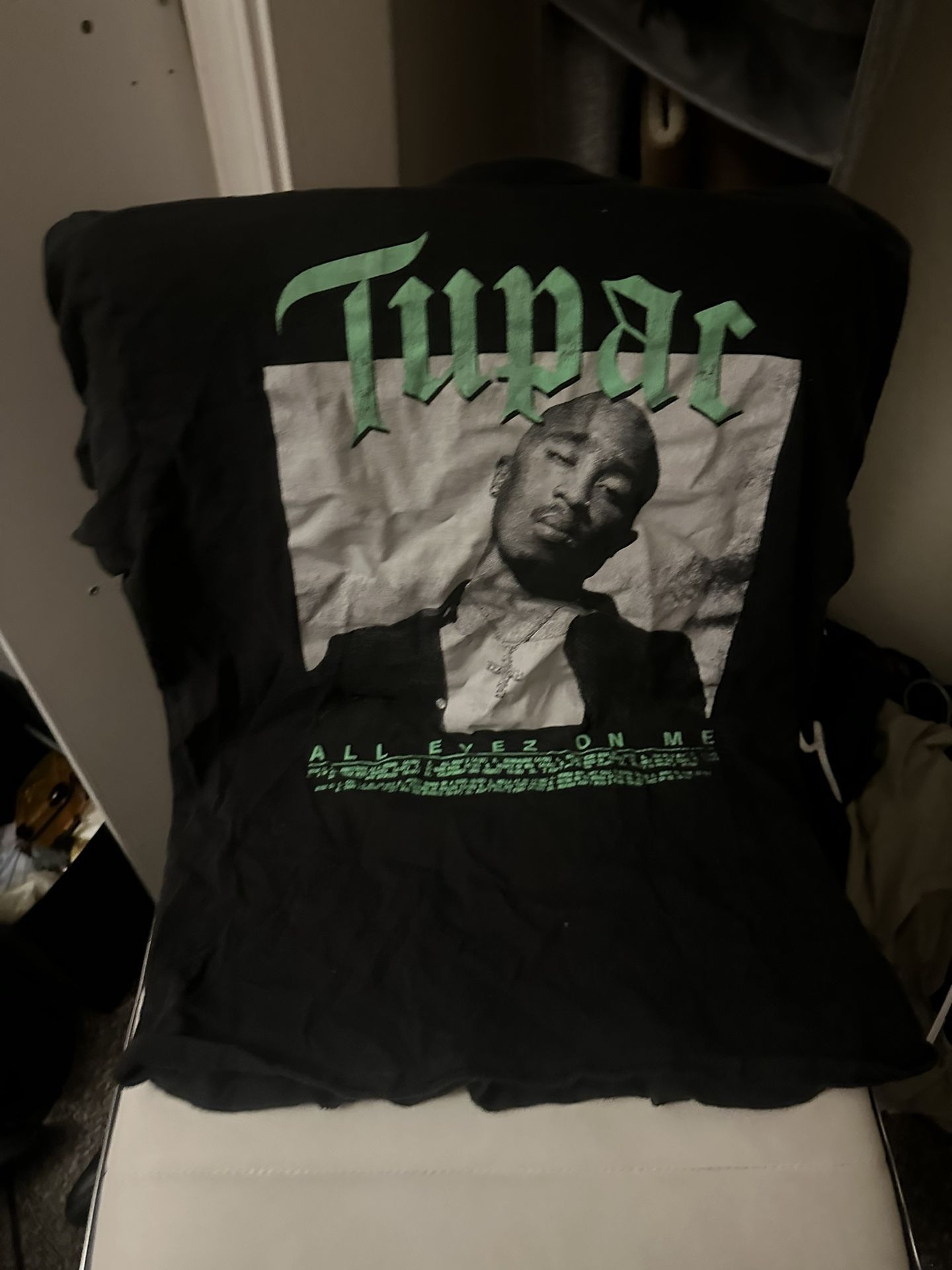 Tupac , T-shirt, Green/black, Large 