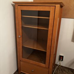 Matching Wood Media Console + Glass Display Cabinet – Solid & Heavy