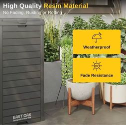 EAST OAK 38 Gallon Outdoor Trash Can Waterproof Resin Gray