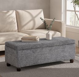 Brand New in factory sealed box Bouclé Storage Ottoman Bench with Hidden Storage – Grey