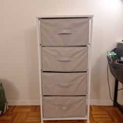 CONNOO 4 Drawer Fabric Dresser Storage Tower, Dresser Chest for Bedroom, Organizer Unit for Closets Bedroom Nursery Room Hallway, Wood Top, Gray White