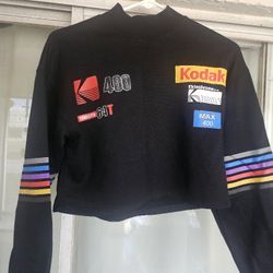 Kodak logo graphic knit cropped sweatshirt