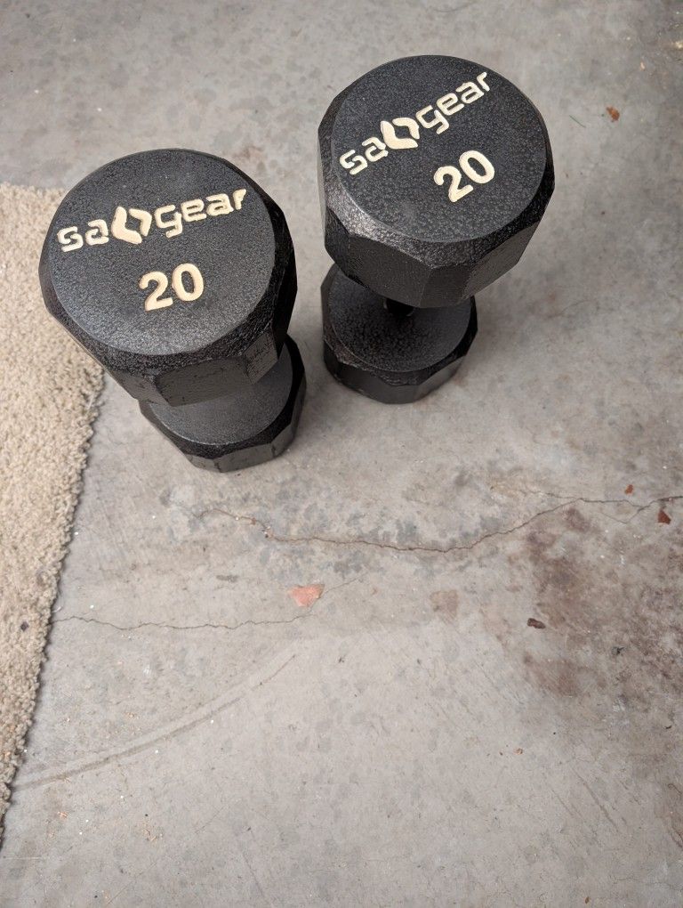 Pair of 20 lb Sa Gear Dumbbells