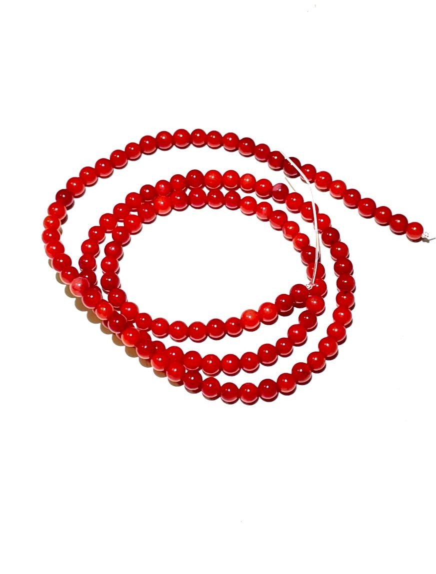 16” Strand Of 4mm Red Coral Beads