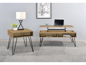 Fanning Golden Oak 2-piece Lift Top Coffee and End Table Set