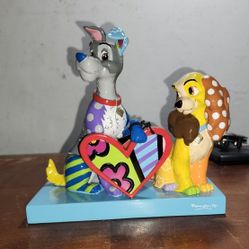 Romero Britto Disney LADY & THE TRAMP Limited Edition Figurine Sculpture New!
